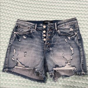 Judy Blue Women's Button-Fly Distressed Jean Shorts - Blue